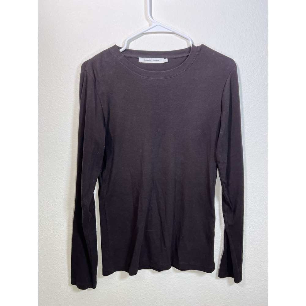 Samsøe Samsøe Alexa Ribbed Long Sleeve Top Brown Mole Size L Organic